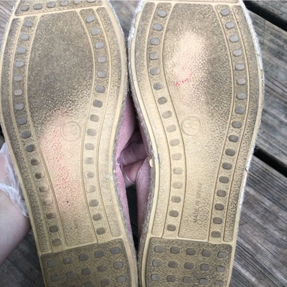 Verbenas Pink Leather Espadrille Flats. Size 38.